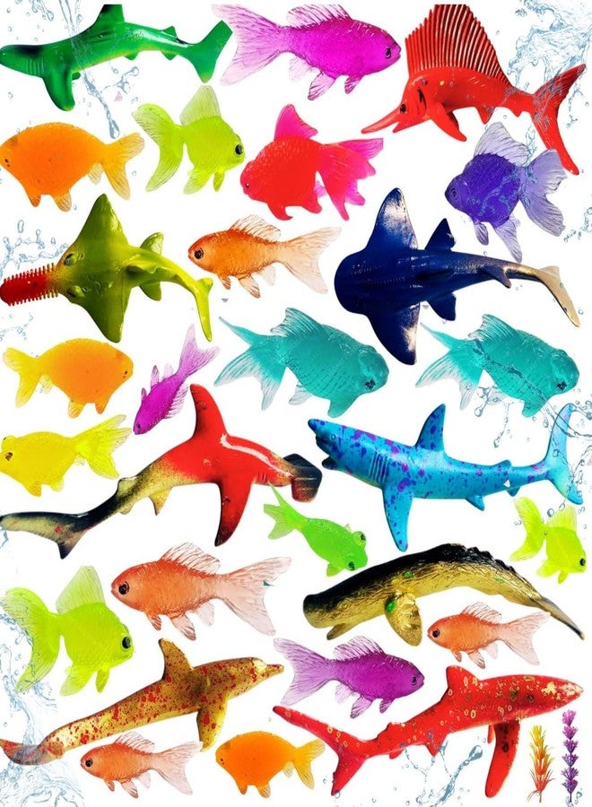 Mallexo Aquatic Sea Animals Toy Set for Kids Boys and Girls 26PC Marine Ocean Animal Figure Sets Mid/Small Size Birthday Gifts Water World Marine Fish Action Figurines Jelly Fish, Dolphin, Whales Toy - Image 1